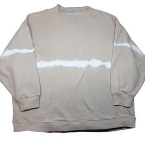 American Eagle Sweatshirt Crewneck Beige Womens Large Oversized Cozy Soft Fleece